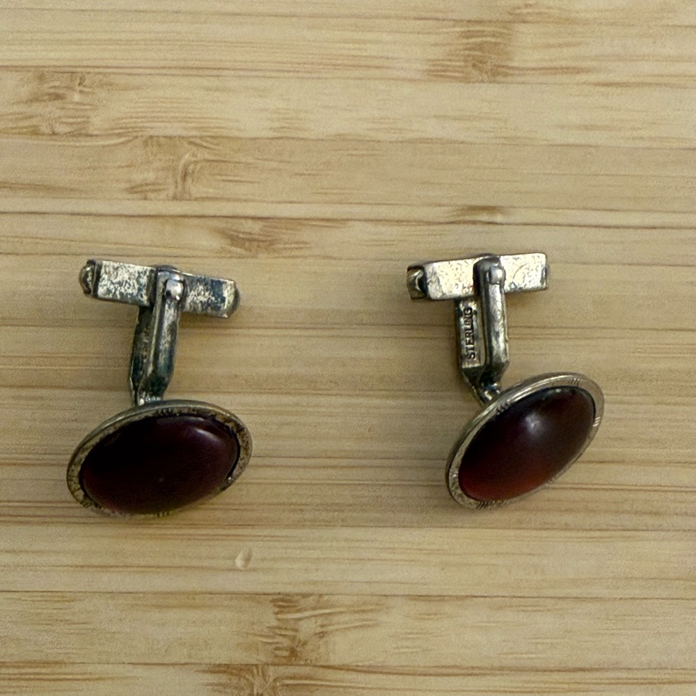 Swank Sterling and Red Cufflinks